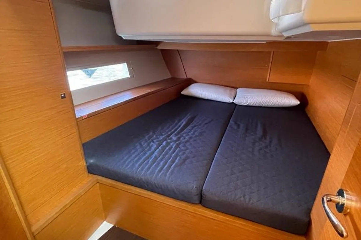 Cabin on Iside, a Dufour 470 sailboat at Capo d'Orlando, Italy