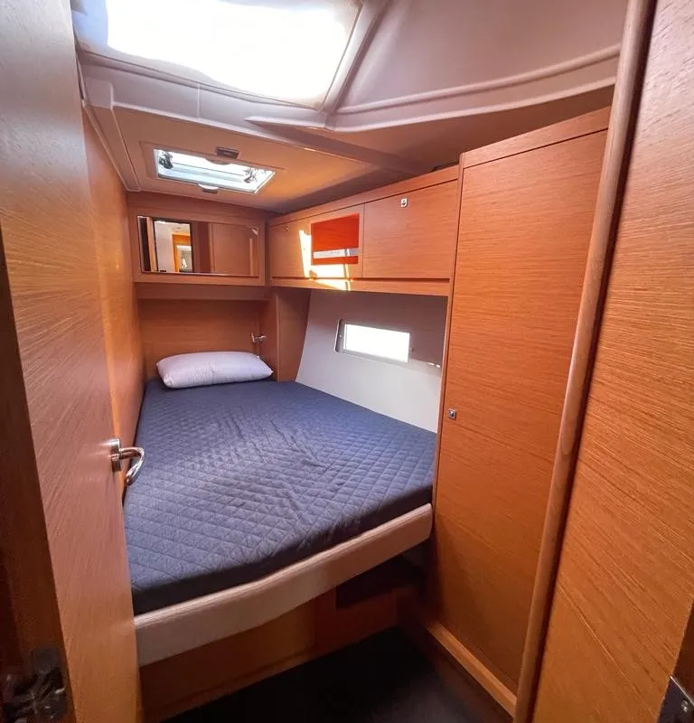 Cabin on Iside, a Dufour 470 sailboat at Capo d'Orlando, Italy