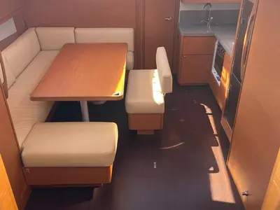 Salon of Iside, a Dufour 470 sailboat at Capo d'Orlando, Italy