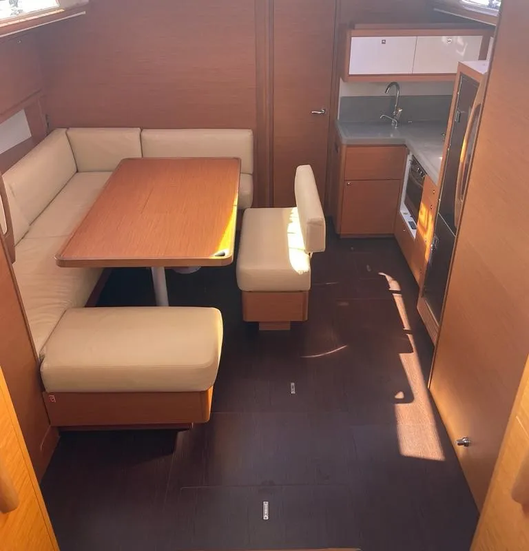 Salon of Iside, a Dufour 470 sailboat at Capo d'Orlando, Italy