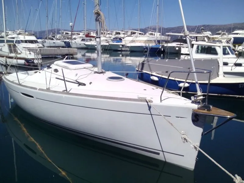 Exterior view of Vidra, a Beneteau First 21.7 sailboat at Split, Croatia
