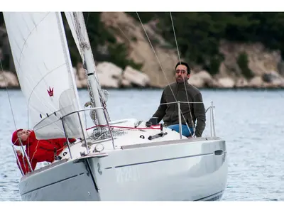 Exterior view of Vidra, a Beneteau First 21.7 sailboat at Split, Croatia