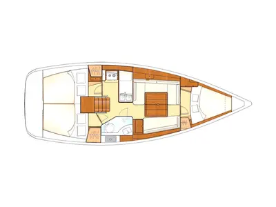 Floor plan of Malouen, a Beneteau Oceanis 34 sailboat at Kerners, France