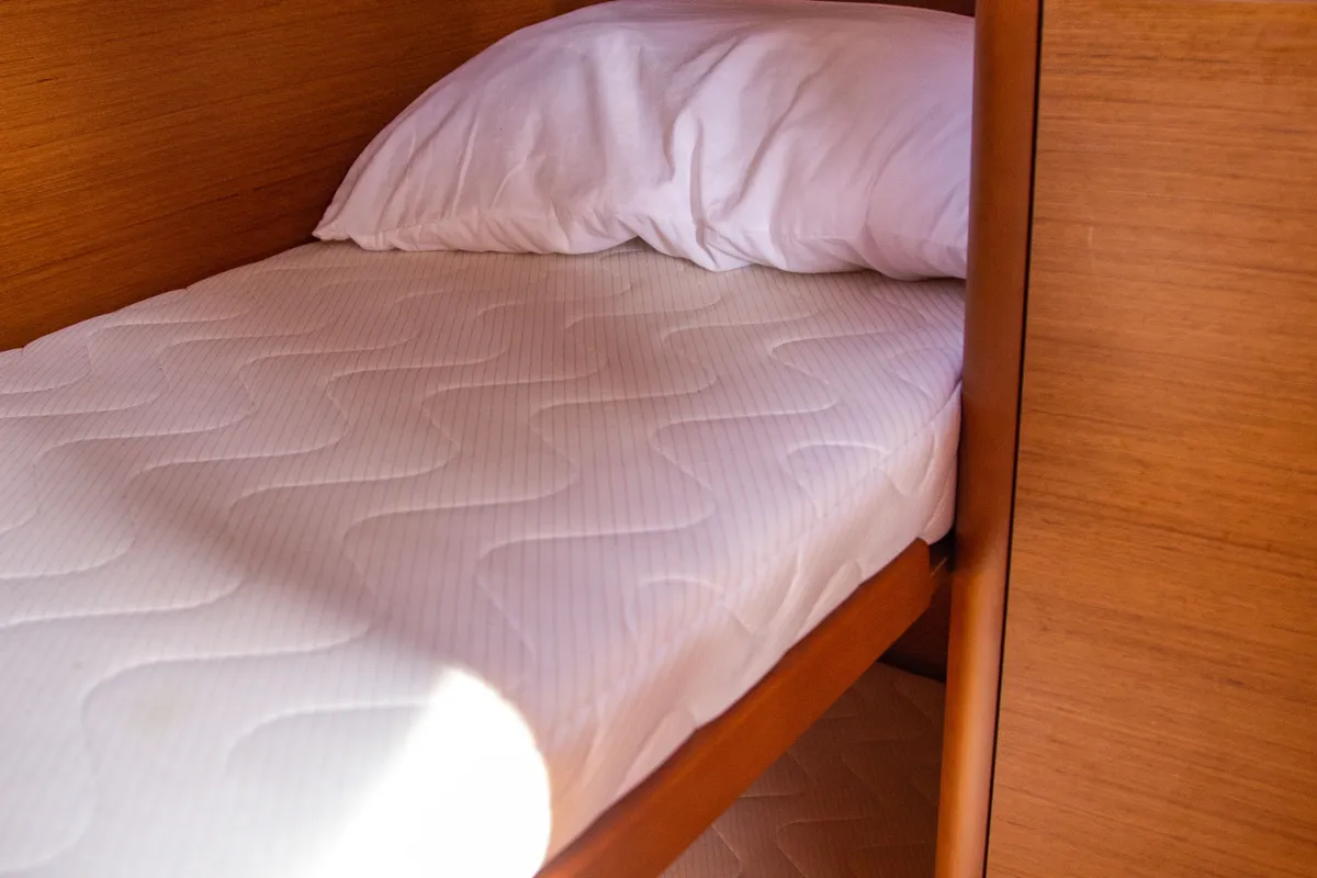 Cabin on Thaleia, a Jeanneau Sun Odyssey 490 sailboat at Benitses, Greece