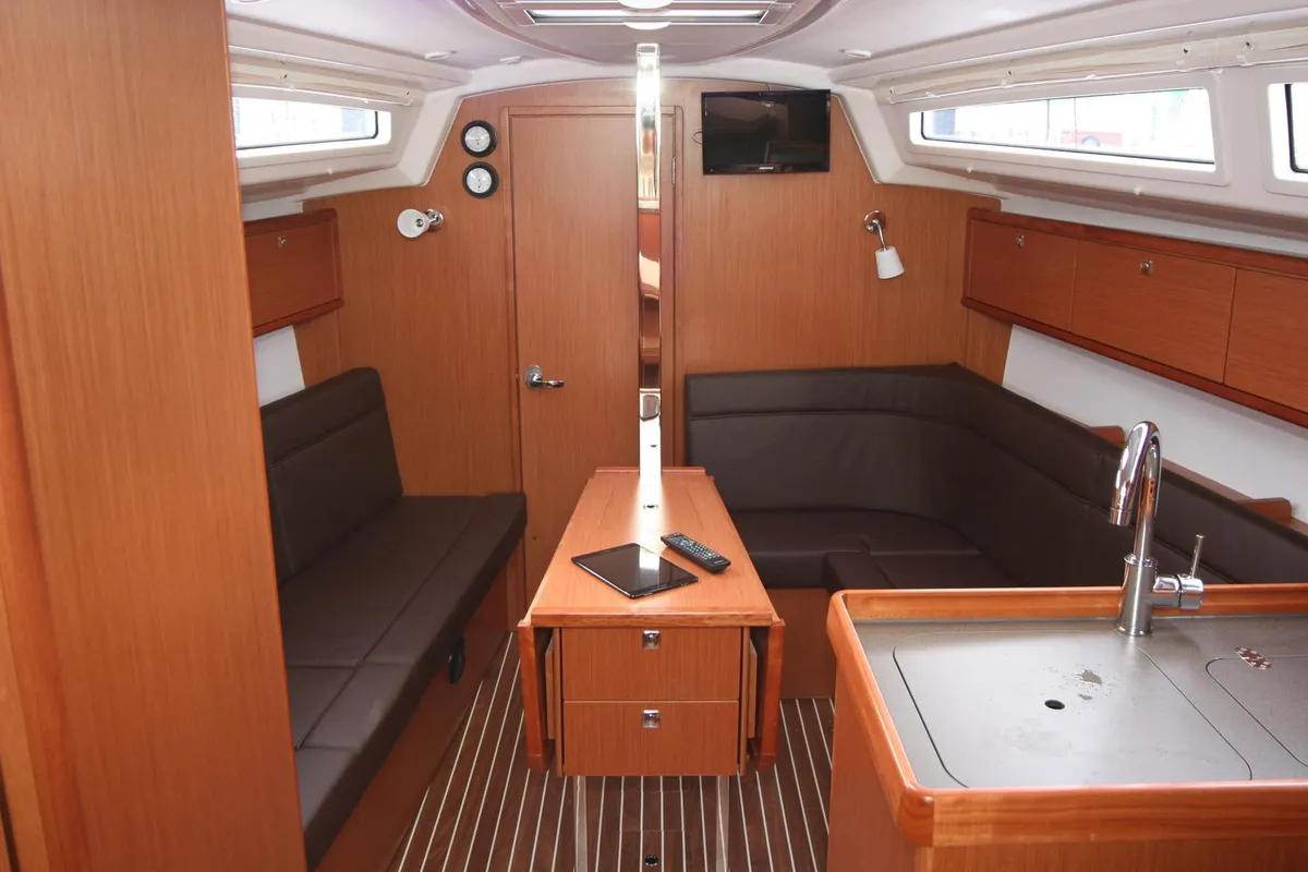 Salon of Larabay, a Bavaria Cruiser 34 sailboat at Heiligenhafen, Germany