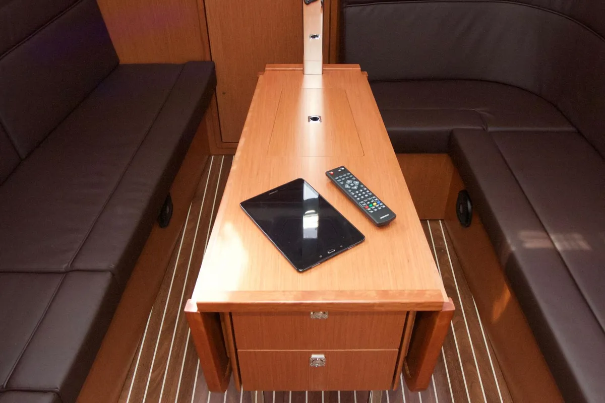 Salon of Larabay, a Bavaria Cruiser 34 sailboat at Heiligenhafen, Germany