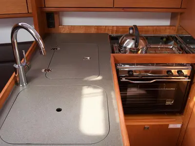 Galley of Larabay, a Bavaria Cruiser 34 sailboat at Heiligenhafen, Germany