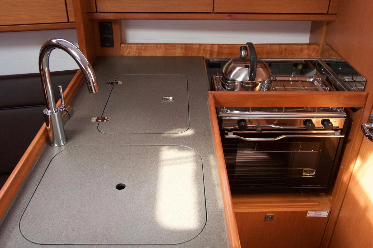 Galley of Larabay, a Bavaria Cruiser 34 sailboat at Heiligenhafen, Germany