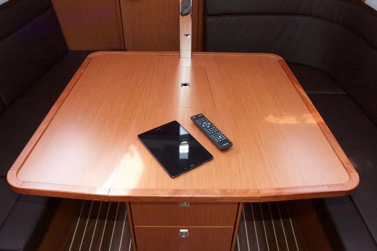 Salon of Larabay, a Bavaria Cruiser 34 sailboat at Heiligenhafen, Germany