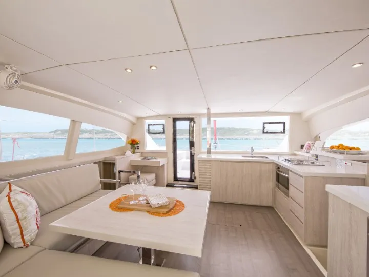 Galley of Leopard 40, a catamaran at Tonnarella, Italy