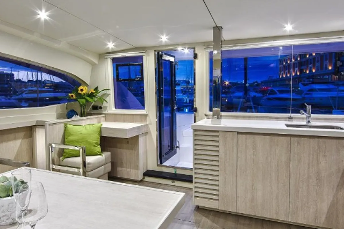 Galley of Leopard 40, a catamaran at Tonnarella, Italy