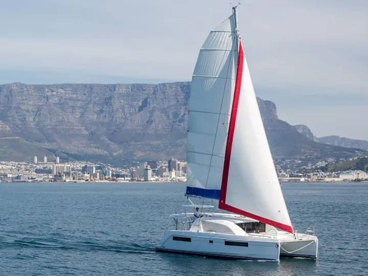 Exterior view of Leopard 40, a catamaran at Tonnarella, Italy