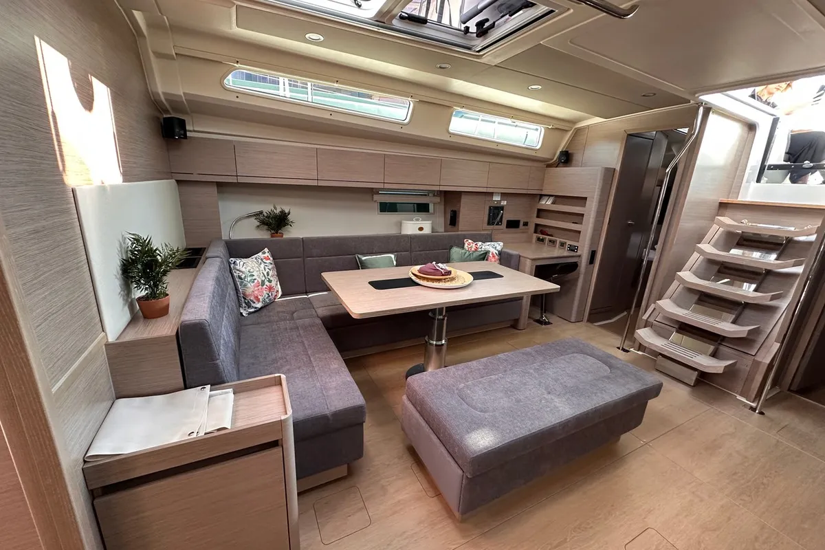 Salon of Bright Future, a Hanse 508 sailboat at Seget Donji, Croatia