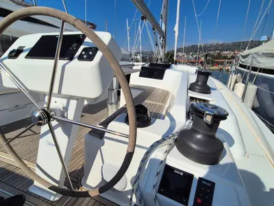 Cockpit of Bright Future, a Hanse 508 sailboat at Seget Donji, Croatia