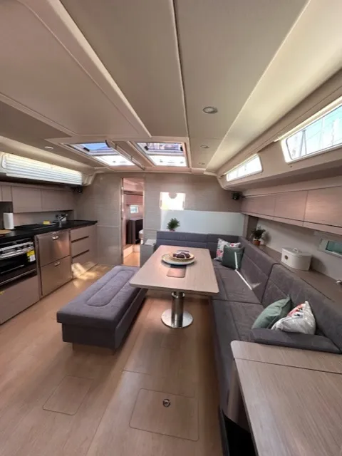 Salon of Bright Future, a Hanse 508 sailboat at Seget Donji, Croatia