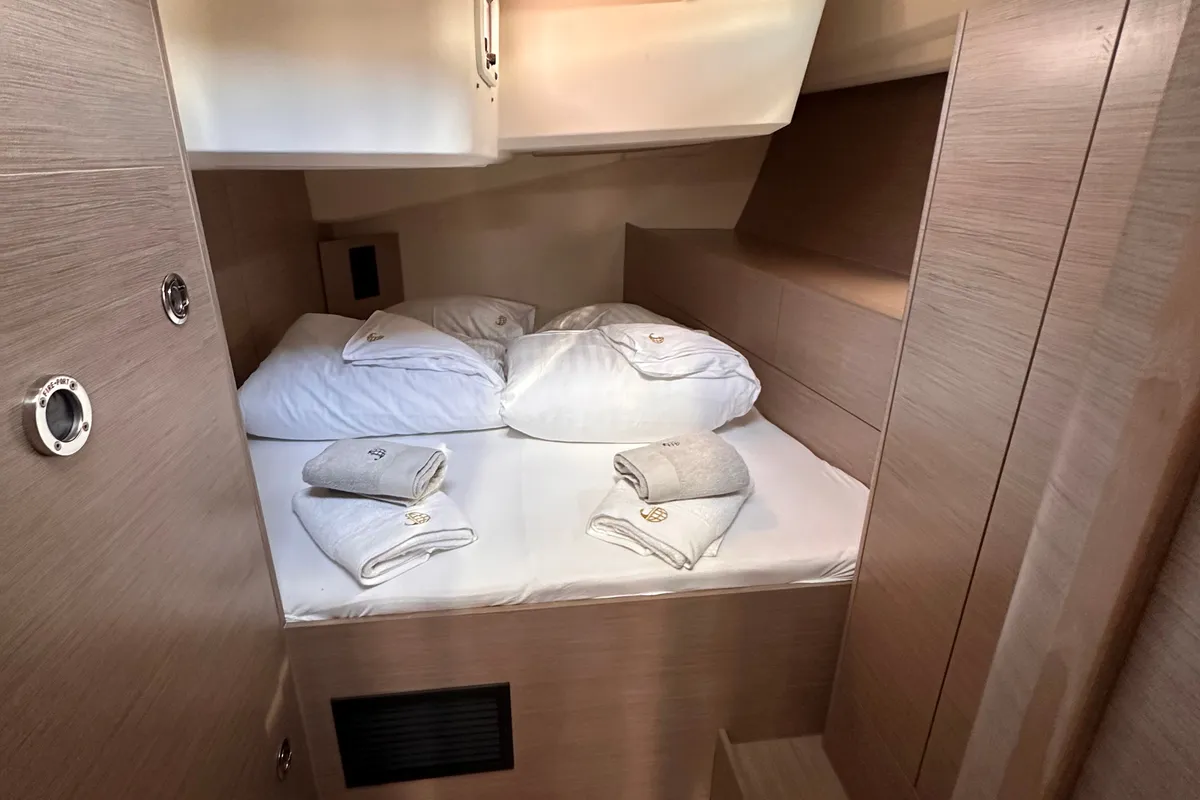Cabin on Bright Future, a Hanse 508 sailboat at Seget Donji, Croatia