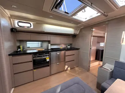 Galley of Bright Future, a Hanse 508 sailboat at Seget Donji, Croatia