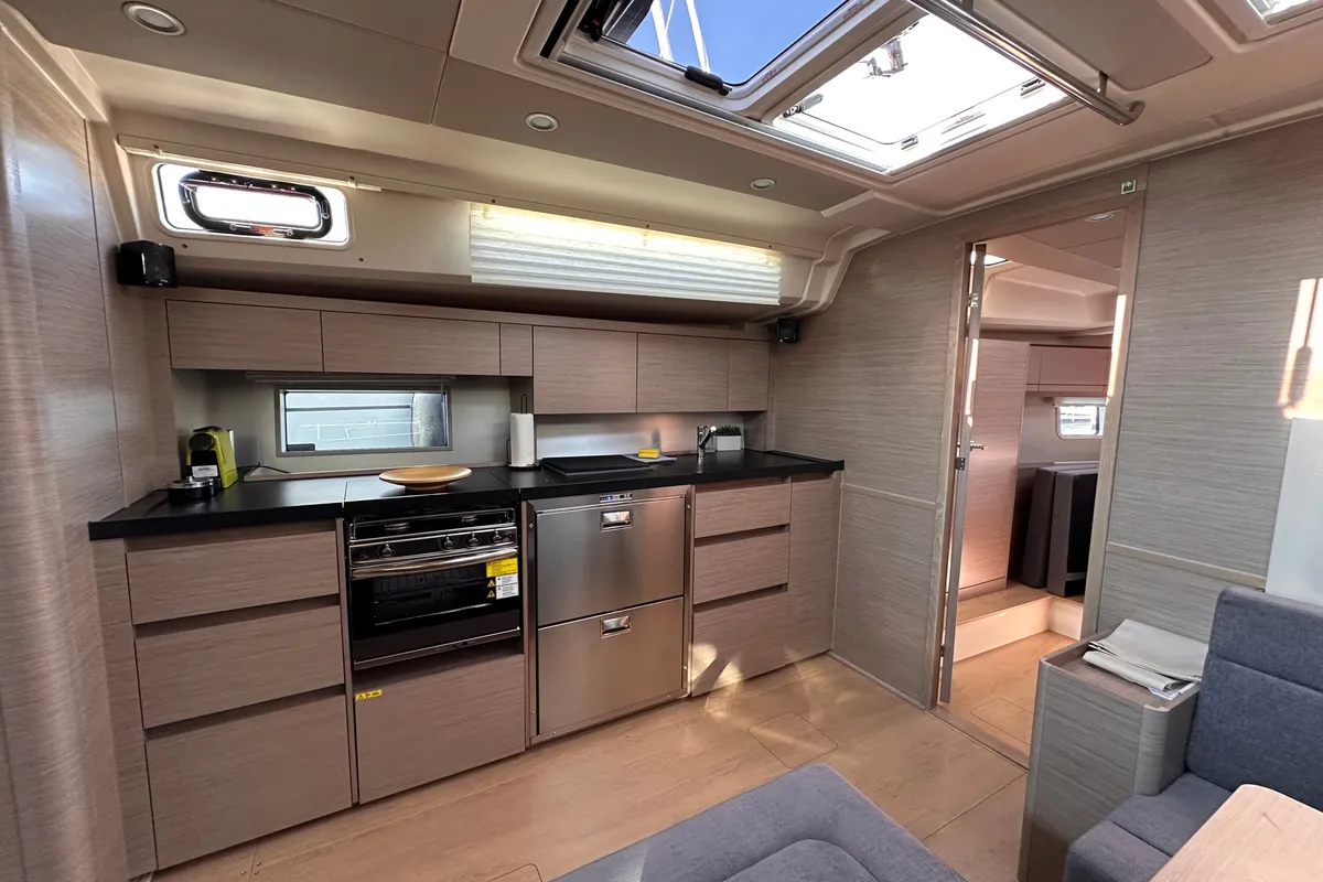 Galley of Bright Future, a Hanse 508 sailboat at Seget Donji, Croatia
