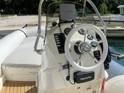 Cockpit of 09, a Joker Jokerboat Wide 520 motorboat at Grad Trogir, Croatia