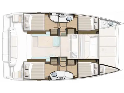 Floor plan of Agad, a Bali Catsmart catamaran at Tonnarella, Italy