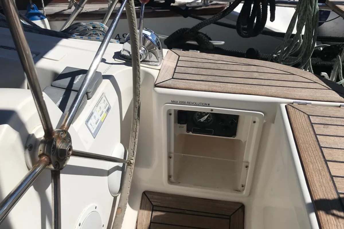 Cockpit of Alboran XXVI Piñacolada (Las Galletas), a Elan Impression 434 sailboat at Elephant Butte Estates, United States