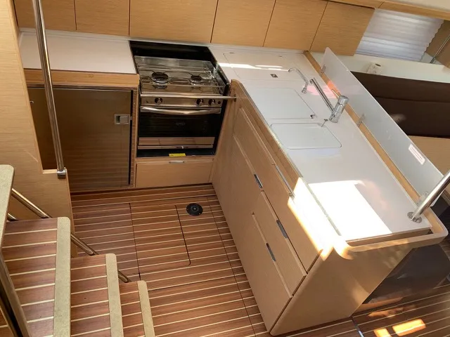 Galley of Skyfall, a Elan Impression 45 sailboat at Betina, Croatia