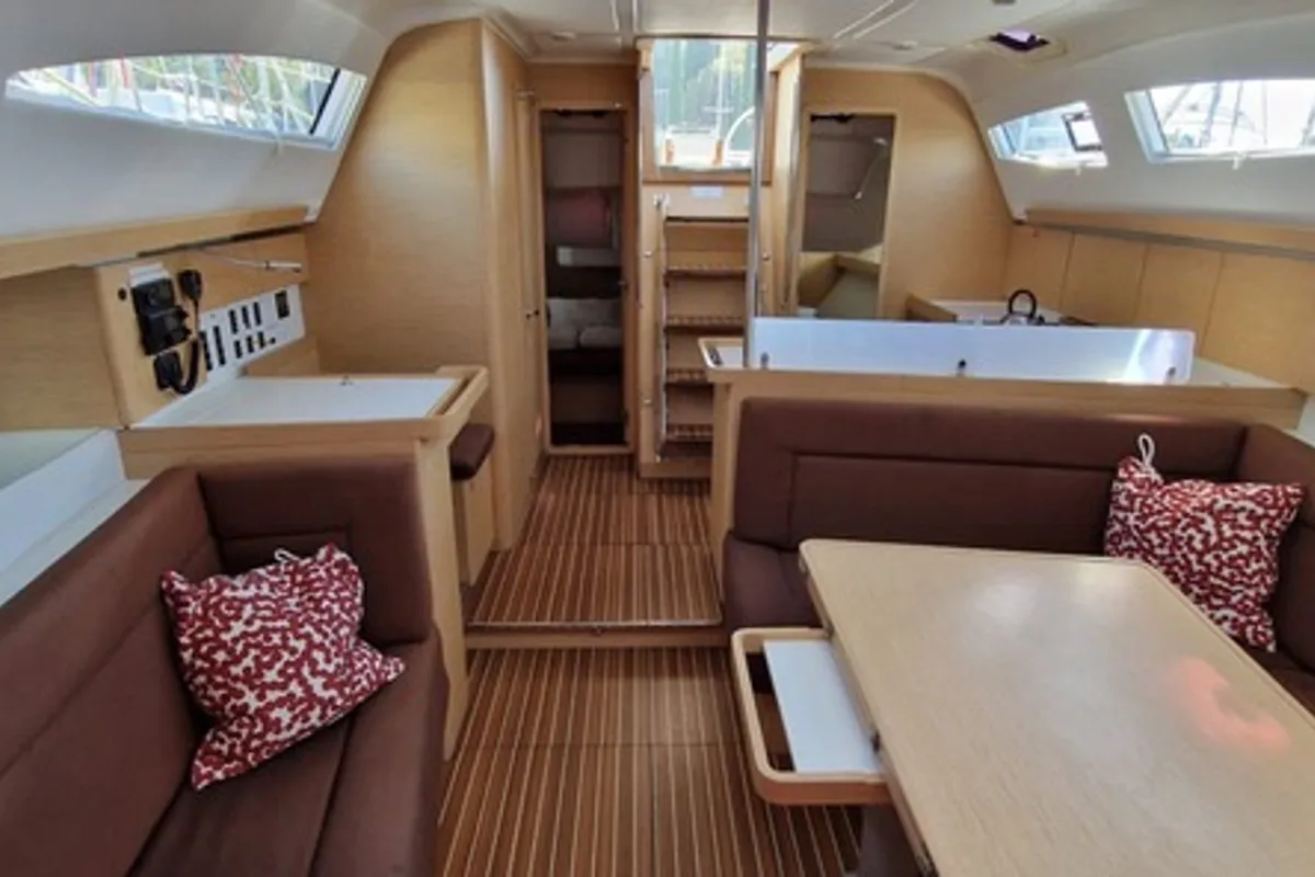 Salon of Skyfall, a Elan Impression 45 sailboat at Betina, Croatia