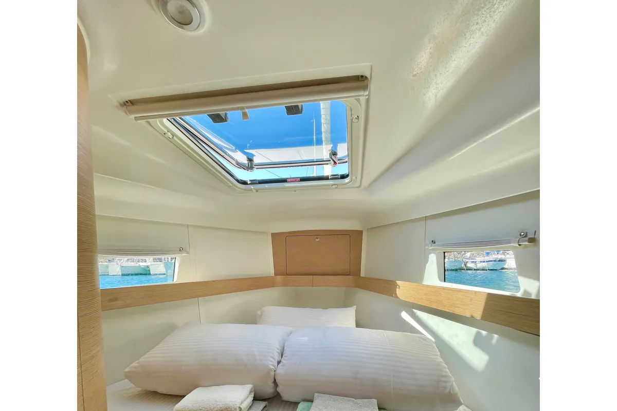 Cabin on Skyfall, a Elan Impression 45 sailboat at Betina, Croatia