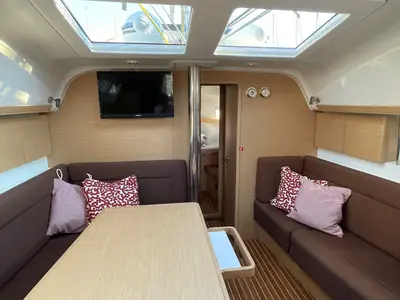 Salon of Skyfall, a Elan Impression 45 sailboat at Betina, Croatia