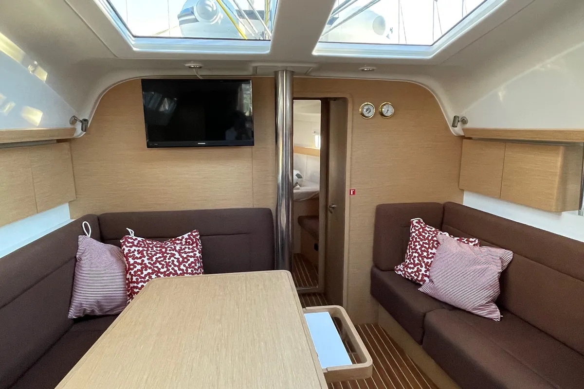 Salon of Skyfall, a Elan Impression 45 sailboat at Betina, Croatia