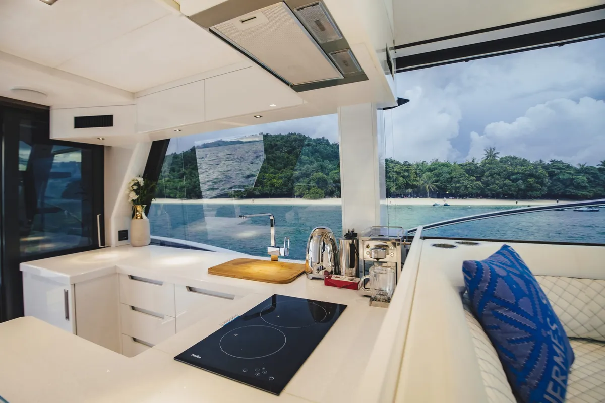 Liquid Asset, a Galeon 500 Fly motor yacht at Ko Kaeo, Thailand