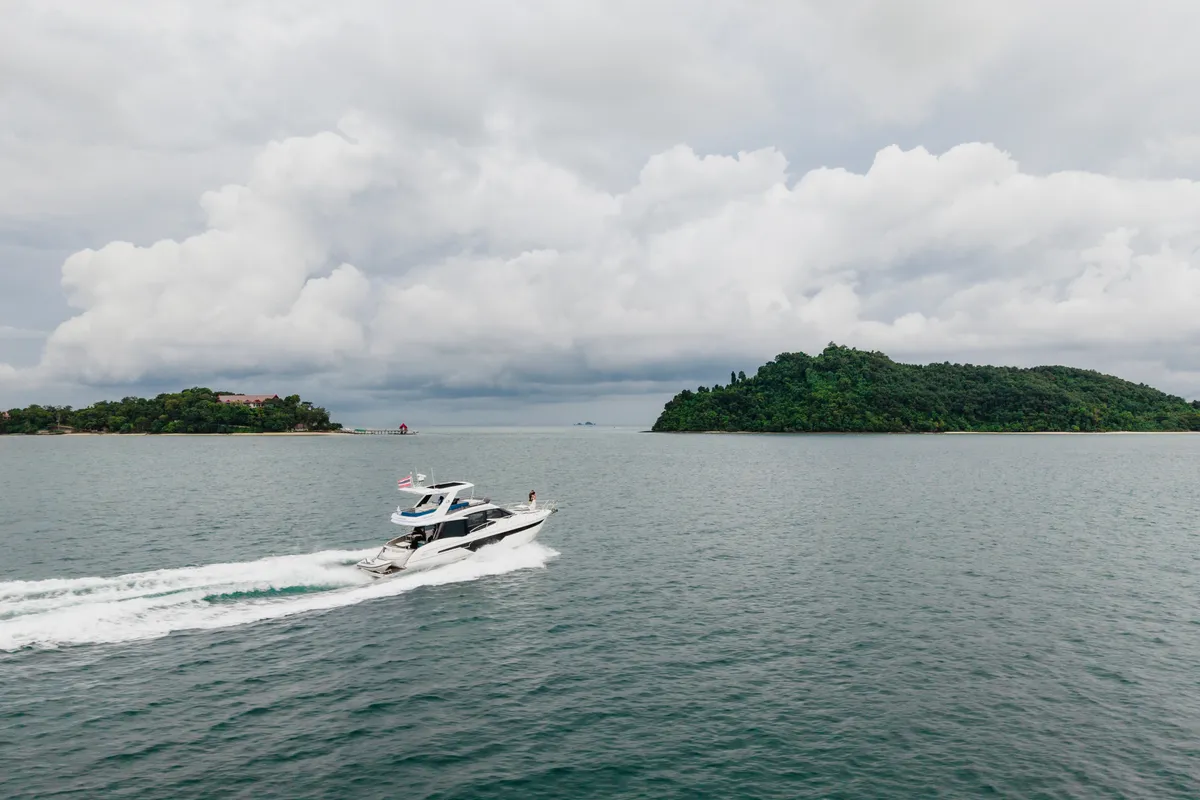 Liquid Asset, a Galeon 500 Fly motor yacht at Ko Kaeo, Thailand