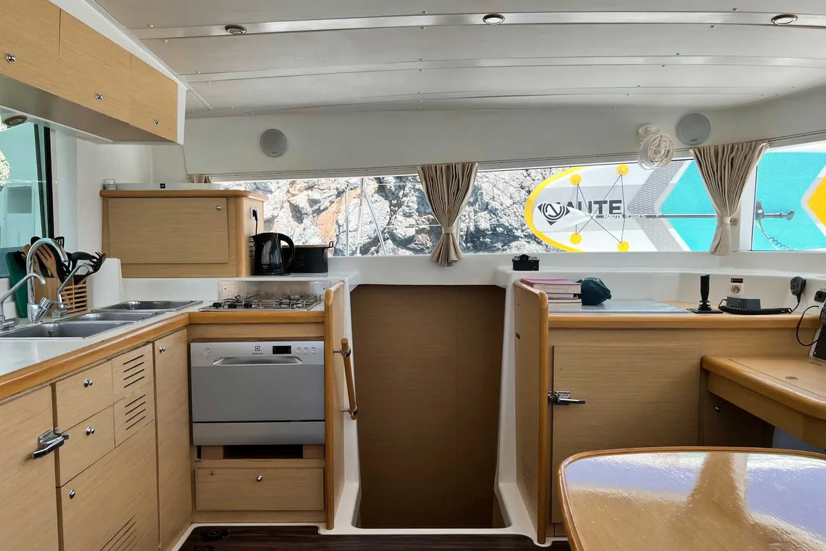 Galley of Comfort, a Lagoon 420 catamaran at Bodrum, Turkey
