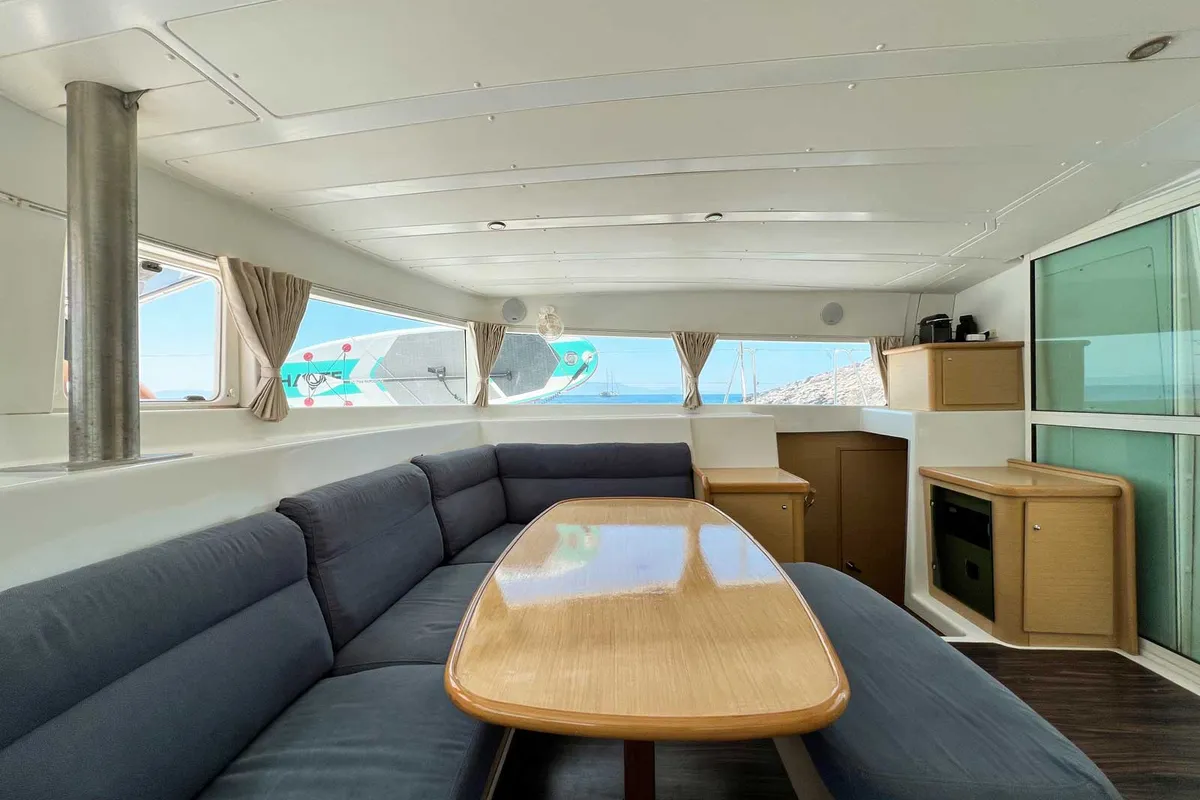 Salon of Comfort, a Lagoon 420 catamaran at Bodrum, Turkey