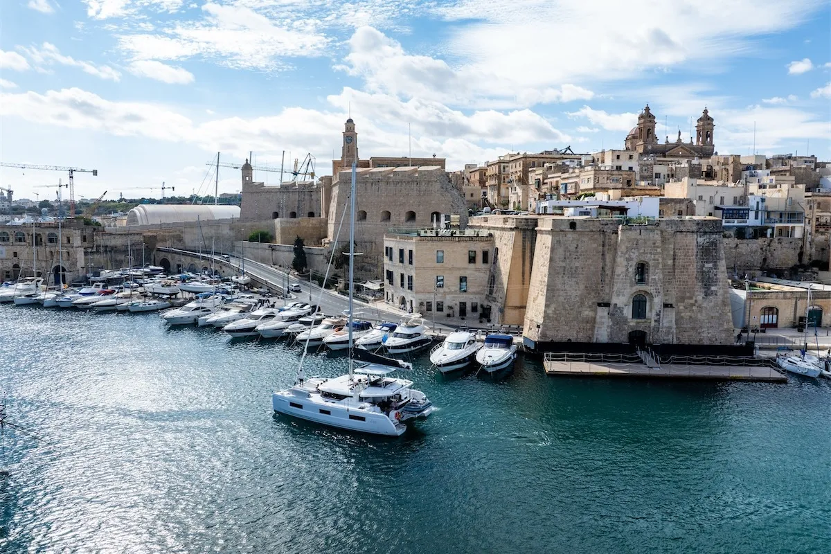 Premium, a Lagoon 46 catamaran at Ta' Xbiex, Malta