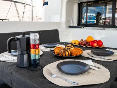 Deck of Lagoon 46, a catamaran at Ta' Xbiex, Malta