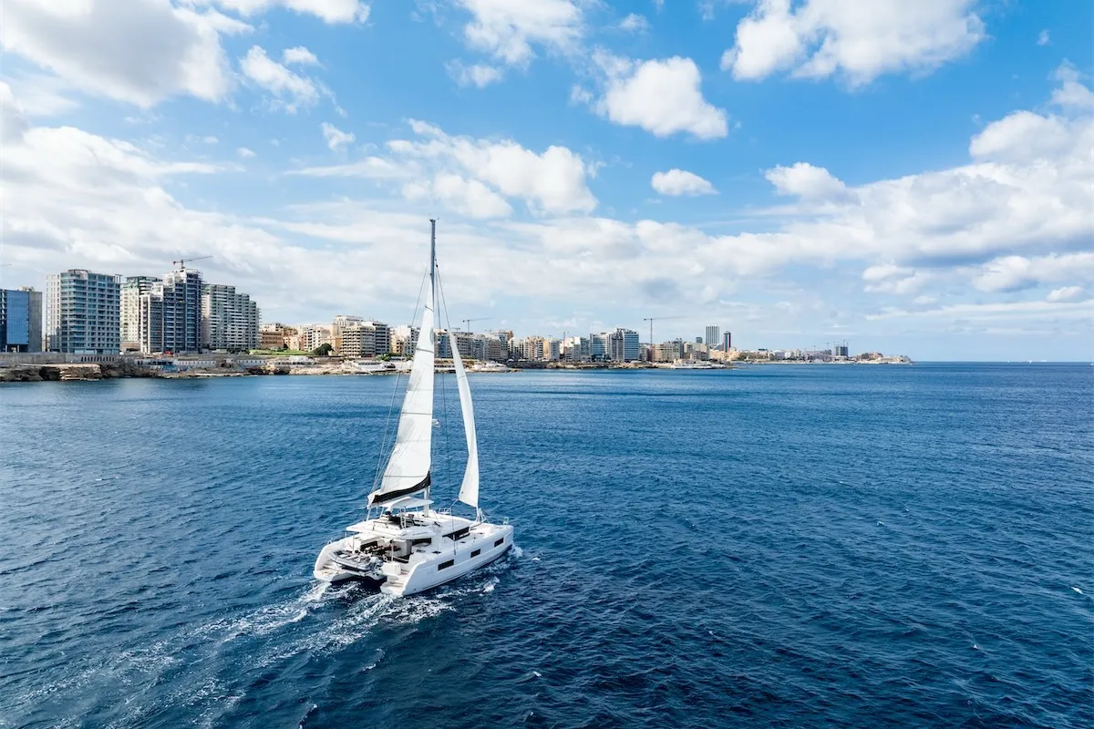 Premium, a Lagoon 46 catamaran at Ta' Xbiex, Malta