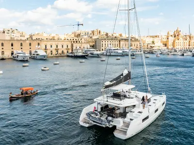 Premium, a Lagoon 46 catamaran at Ta' Xbiex, Malta