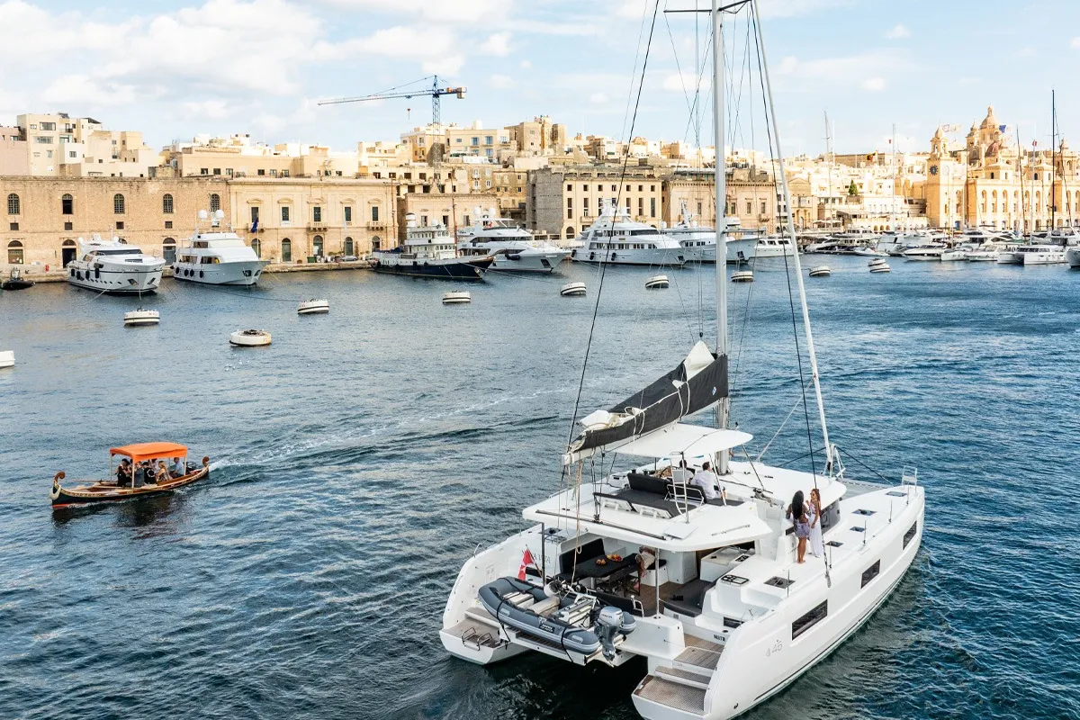 Premium, a Lagoon 46 catamaran at Ta' Xbiex, Malta