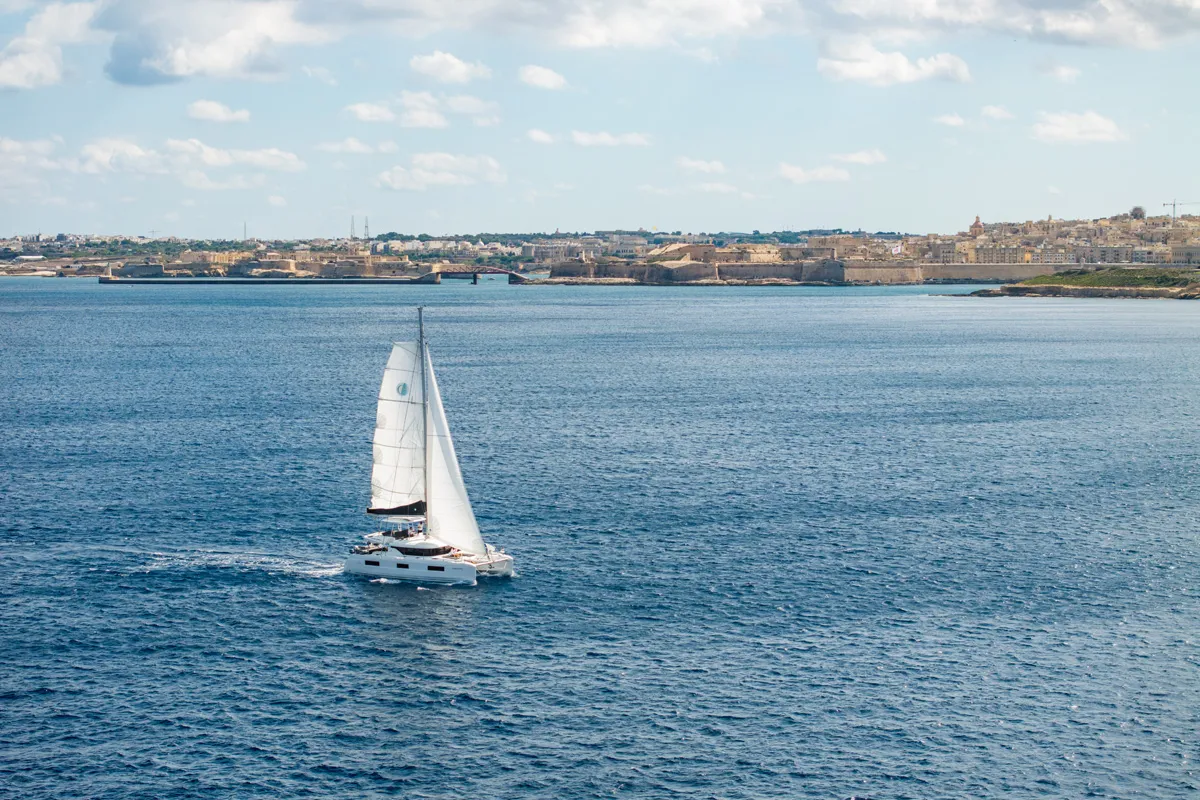 Premium, a Lagoon 46 catamaran at Ta' Xbiex, Malta