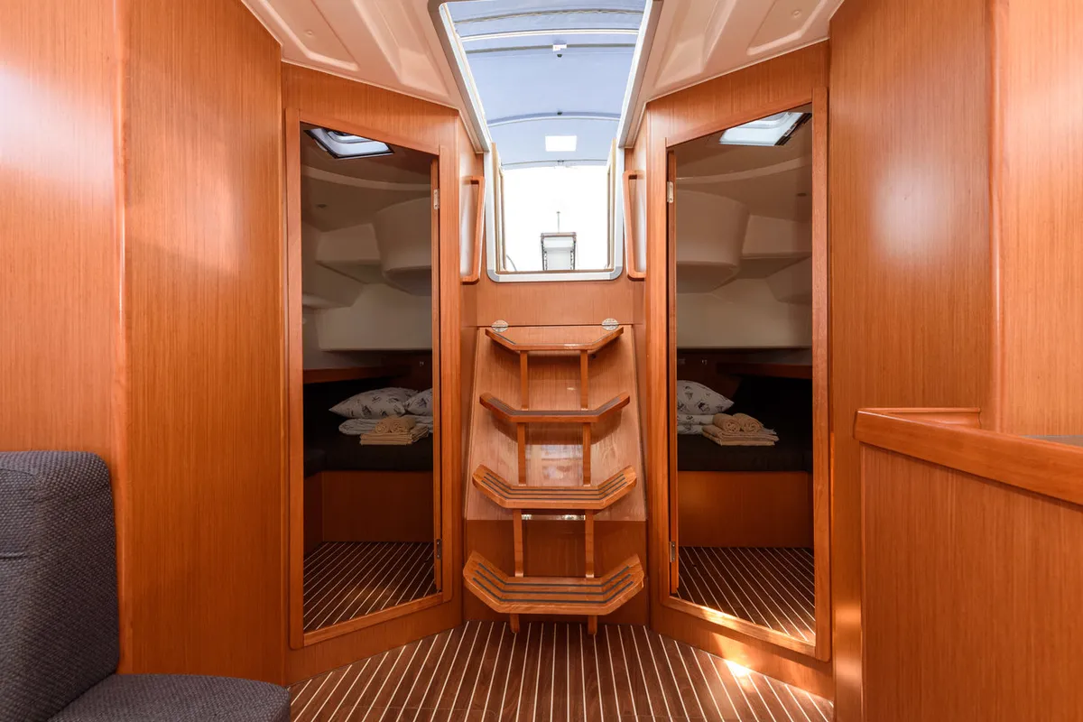 Salon of Factor X, a Bavaria Cruiser 46 sailboat at Trogir, Croatia