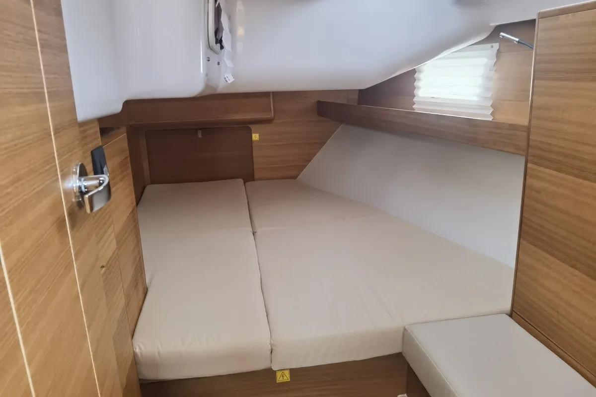 Cabin on Fjaka, a Elan Impression 45.1 sailboat at Punat, Croatia