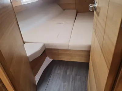 Cabin on Fjaka, a Elan Impression 45.1 sailboat at Punat, Croatia