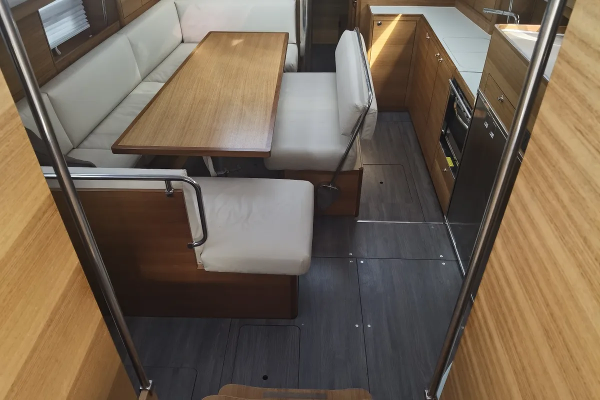 Salon of Fjaka, a Elan Impression 45.1 sailboat at Punat, Croatia