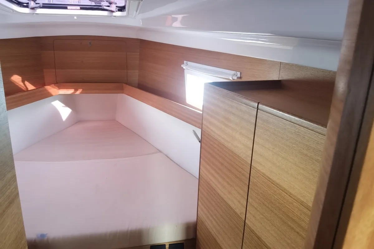 Cabin on Fjaka, a Elan Impression 45.1 sailboat at Punat, Croatia