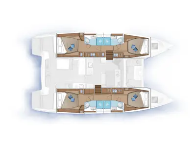 Floor plan of Alexandra, a Lagoon 46 catamaran at Athens, Greece