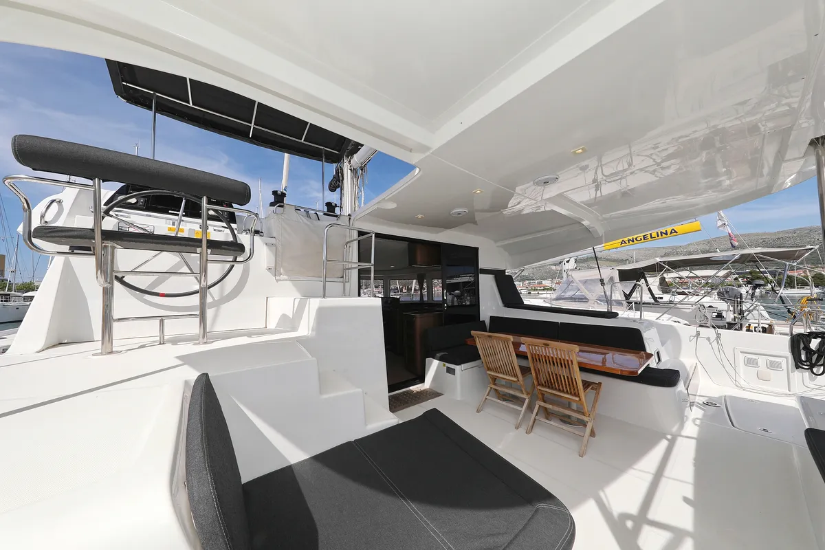 Deck of Sophie, a Lagoon 42 catamaran at Grad Trogir, Croatia