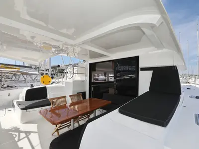 Deck of Sophie, a Lagoon 42 catamaran at Grad Trogir, Croatia