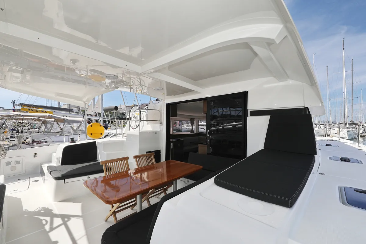 Deck of Sophie, a Lagoon 42 catamaran at Grad Trogir, Croatia