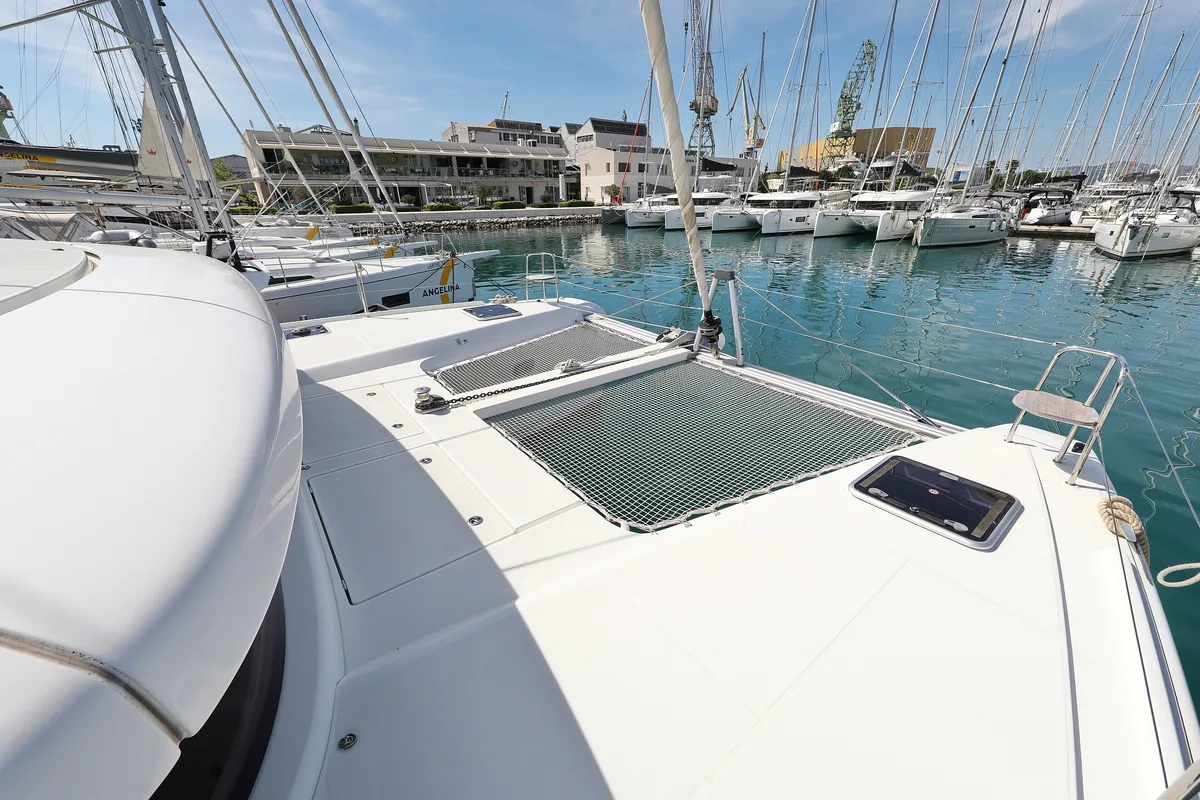 Deck of Sophie, a Lagoon 42 catamaran at Grad Trogir, Croatia
